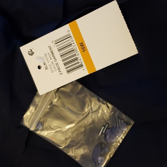 SLNY Embellished Tiered Dress with Jacket Navy Size 16W - Picture 5 of 9